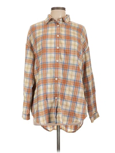 Pre-owned Shein Long Sleeve Button Down Shirt In Orange