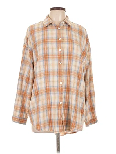Pre-owned Shein Long Sleeve Button Down Shirt In Orange