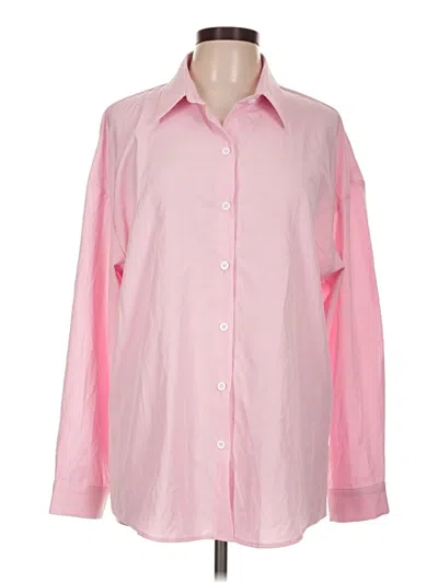 Pre-owned Shein Long Sleeve Button Down Shirt In Pink