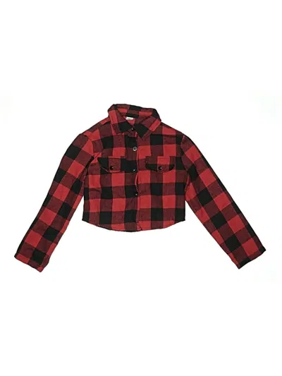 Pre-owned Shein Kids' Long Sleeve Button Down Shirt In Red