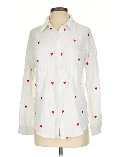 Pre-owned Shein Long Sleeve Button Down Shirt In White