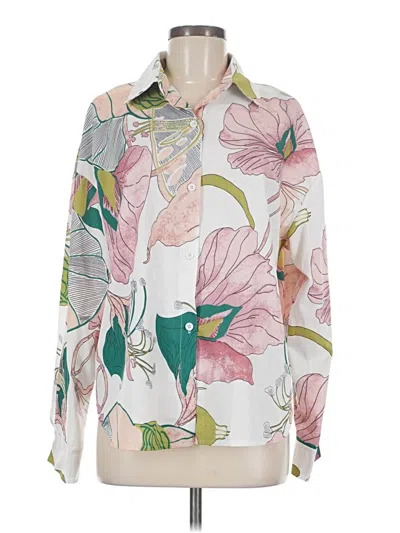 Pre-owned Shein Long Sleeve Button Down Shirt In White