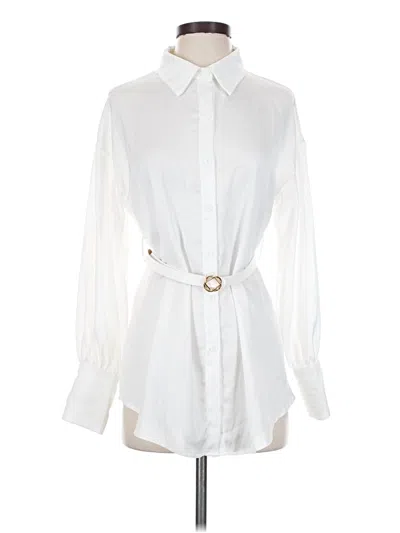 Pre-owned Shein Long Sleeve Button Down Shirt In White