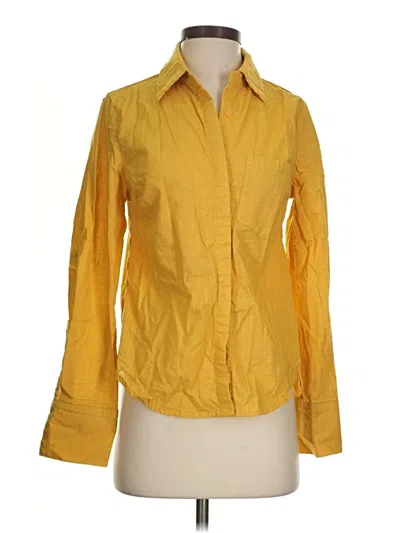 Pre-owned Shein Long Sleeve Button Down Shirt In Yellow