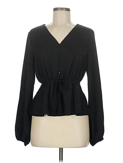 Pre-owned Shein Long Sleeve Henley Shirt In Black