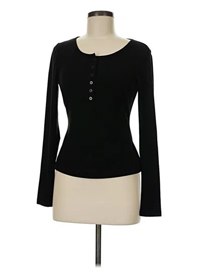 Pre-owned Shein Long Sleeve Henley Shirt In Black