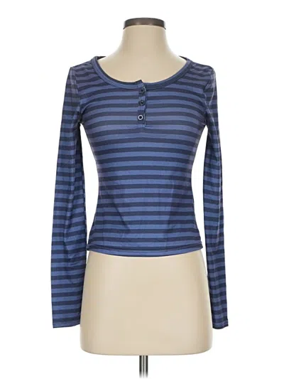 Pre-owned Shein Long Sleeve Henley Shirt In Blue