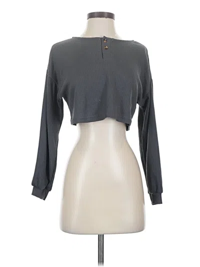 Pre-owned Shein Long Sleeve Henley Shirt In Gray