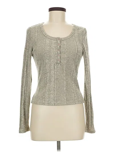 Pre-owned Shein Long Sleeve Henley Shirt In Gray