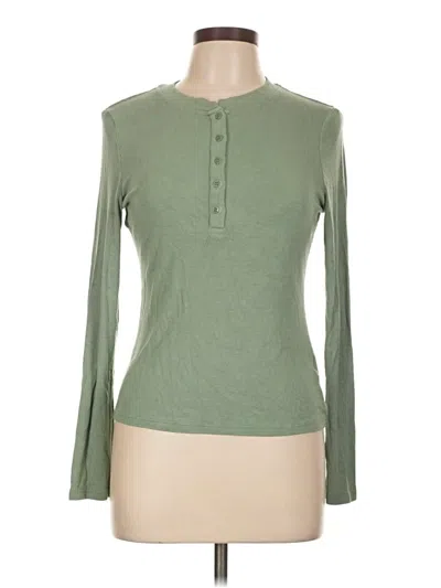 Pre-owned Shein Long Sleeve Henley Shirt In Green