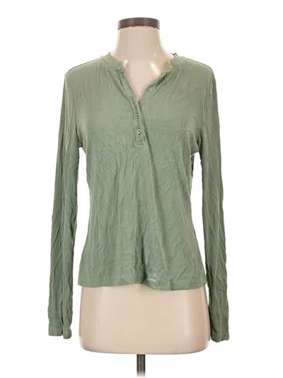 Pre-owned Shein Long Sleeve Henley Shirt In Green