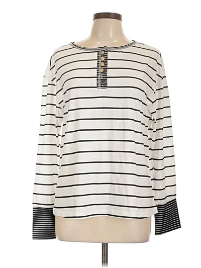 Pre-owned Shein Long Sleeve Henley Shirt In Ivory