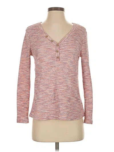 Pre-owned Shein Long Sleeve Henley Shirt In Pink