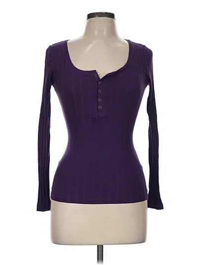 Pre-owned Shein Long Sleeve Henley Shirt In Purple