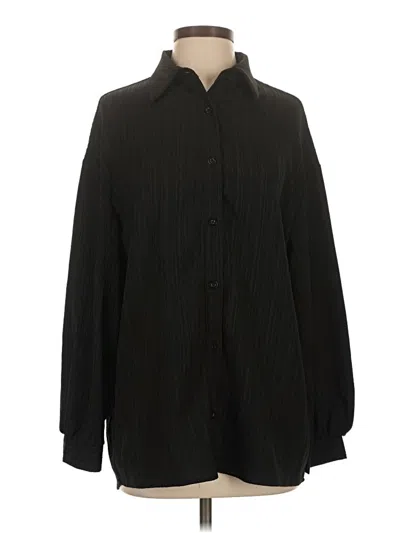 Pre-owned Shein Long Sleeve Polo Shirt In Black