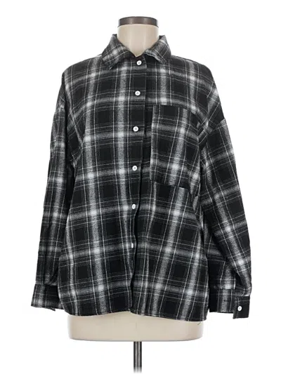 Pre-owned Shein Long Sleeve Polo Shirt In Black