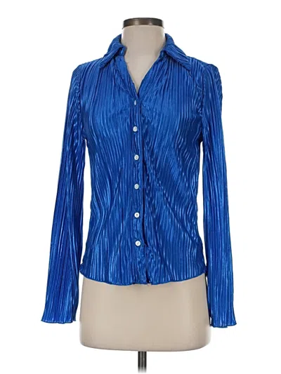 Pre-owned Shein Long Sleeve Polo Shirt In Blue