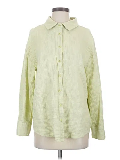 Pre-owned Shein Long Sleeve Polo Shirt In Green