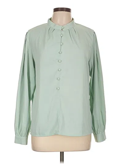 Pre-owned Shein Long Sleeve Polo Shirt In Green
