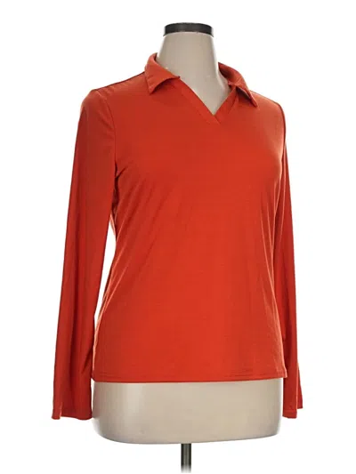Pre-owned Shein Long Sleeve Polo Shirt In Orange