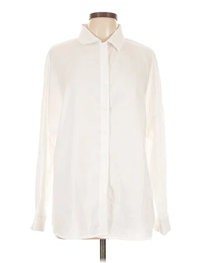 Pre-owned Shein Long Sleeve Polo Shirt In White