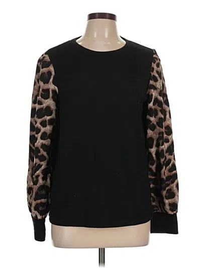 Pre-owned Shein Long Sleeve Top Black Crew Neck Tops