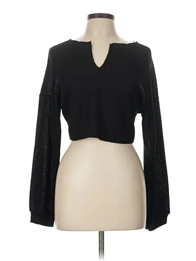Pre-owned Shein Long Sleeve Top Black Keyhole Neckline Tops
