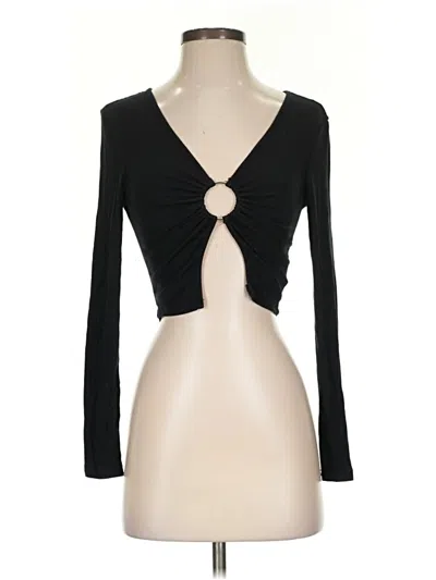 Pre-owned Shein Long Sleeve Top Black Keyhole Neckline Tops