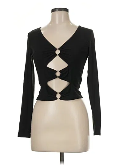 Pre-owned Shein Long Sleeve Top Black Keyhole Neckline Tops