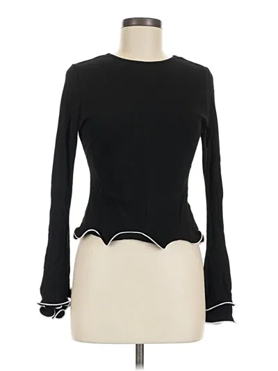 Pre-owned Shein Long Sleeve Top Black Keyhole Neckline Tops