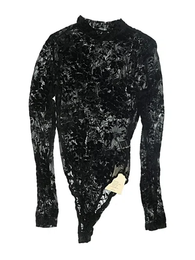 Shein Long Sleeve Top Black Mock Neckline Tops