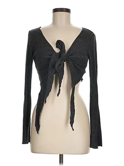 Pre-owned Shein Long Sleeve Top Black Plunge Neckline Tops