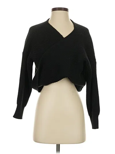 Pre-owned Shein Long Sleeve Top Black Plunge Neckline Tops
