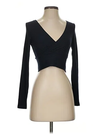 Pre-owned Shein Long Sleeve Top Black Plunge Neckline Tops