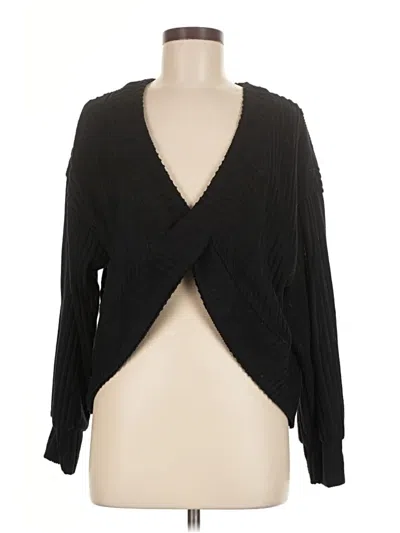 Pre-owned Shein Long Sleeve Top Black Plunge Neckline Tops