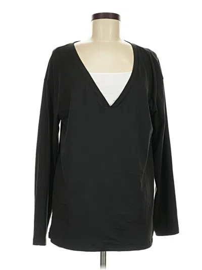 Pre-owned Shein Long Sleeve Top Black Plunge Neckline Tops