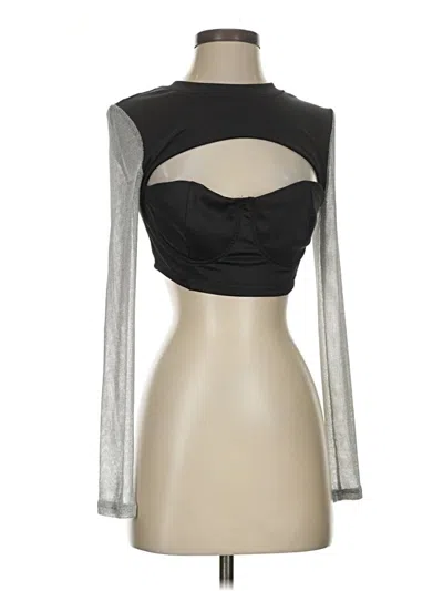 Pre-owned Shein Long Sleeve Top Black Strapless Neckline Tops