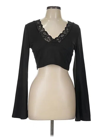 Pre-owned Shein Long Sleeve Top Black Sweetheart Neckline Tops