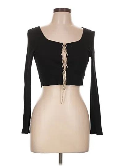 Pre-owned Shein Long Sleeve Top Black Sweetheart Neckline Tops