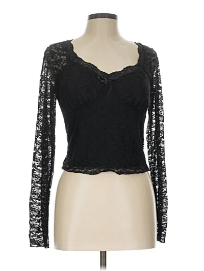 Pre-owned Shein Long Sleeve Top Black Sweetheart Neckline Tops