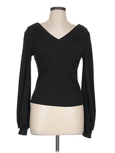 Pre-owned Shein Long Sleeve Top Black V Neck Tops