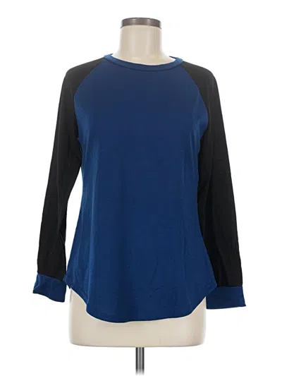 Pre-owned Shein Long Sleeve Top Blue Color Block Pattern Crew Neck Tops