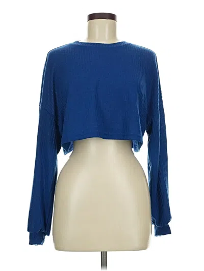Pre-owned Shein Long Sleeve Top Blue Crew Neck Tops