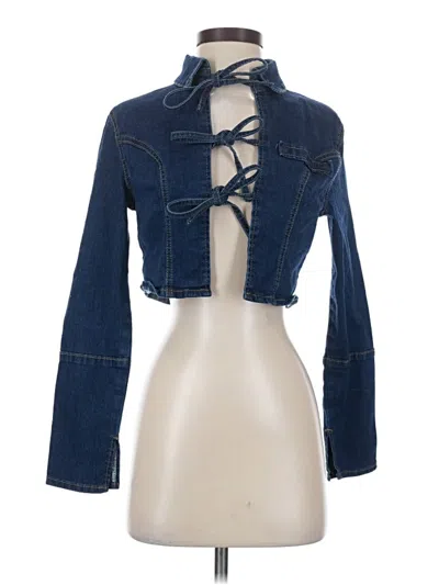 Pre-owned Shein Long Sleeve Top Blue Halter Neckline Tops