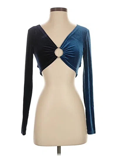 Pre-owned Shein Long Sleeve Top Blue Keyhole Neckline Tops
