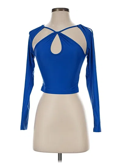 Pre-owned Shein Long Sleeve Top Blue Keyhole Neckline Tops