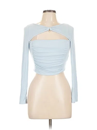 Pre-owned Shein Long Sleeve Top Blue Strapless Neckline Tops