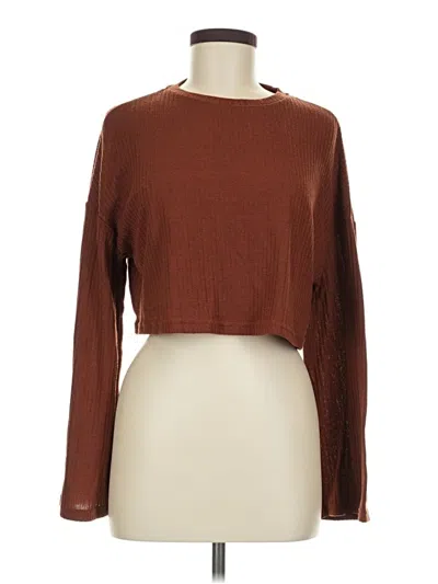 Pre-owned Shein Long Sleeve Top Brown Boatneck Tops