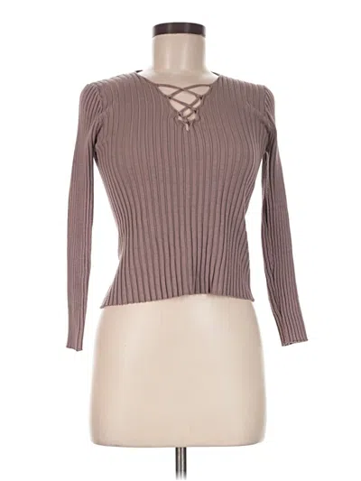 Pre-owned Shein Long Sleeve Top Brown Keyhole Neckline Tops