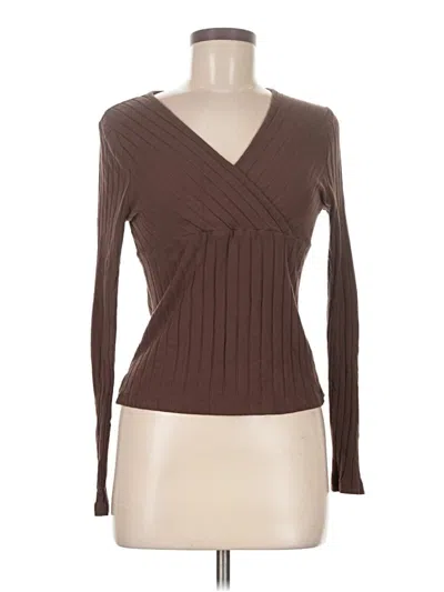 Pre-owned Shein Long Sleeve Top Brown One Shoulder Neckline Tops
